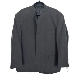 NWT Weaverland Collection Charcoal Gray Collarless Suit Blazer Jacket Men's 48S
